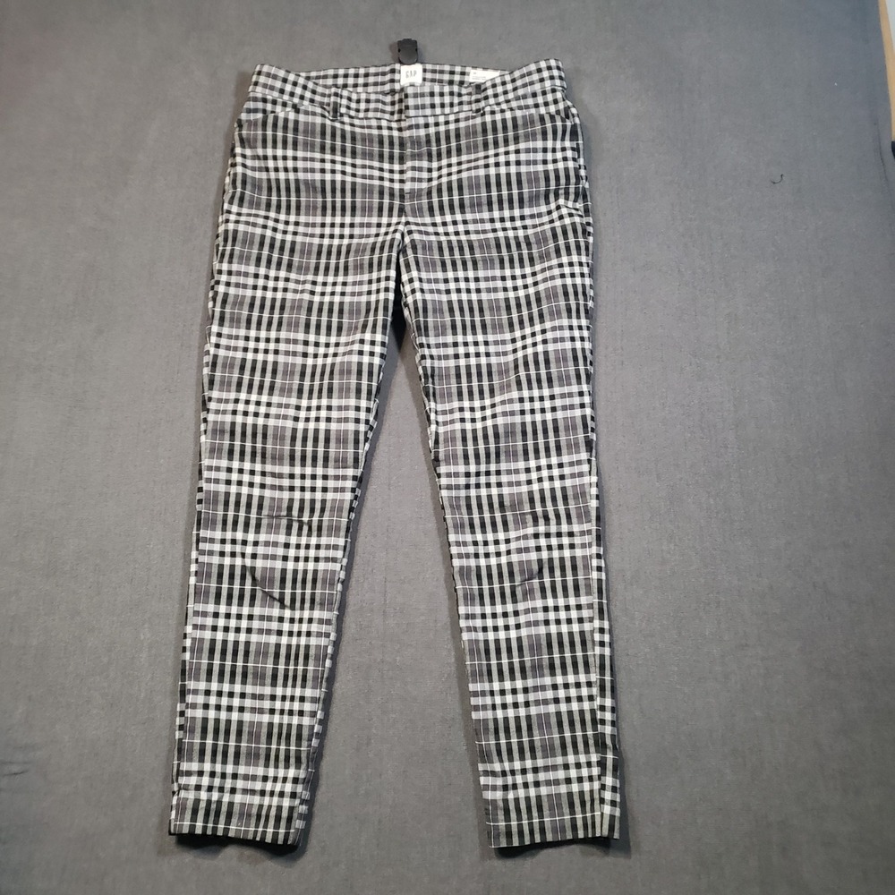 Gap Signature Skinny Ankle Pants Womens 10 Black White Plaid Check Trousers